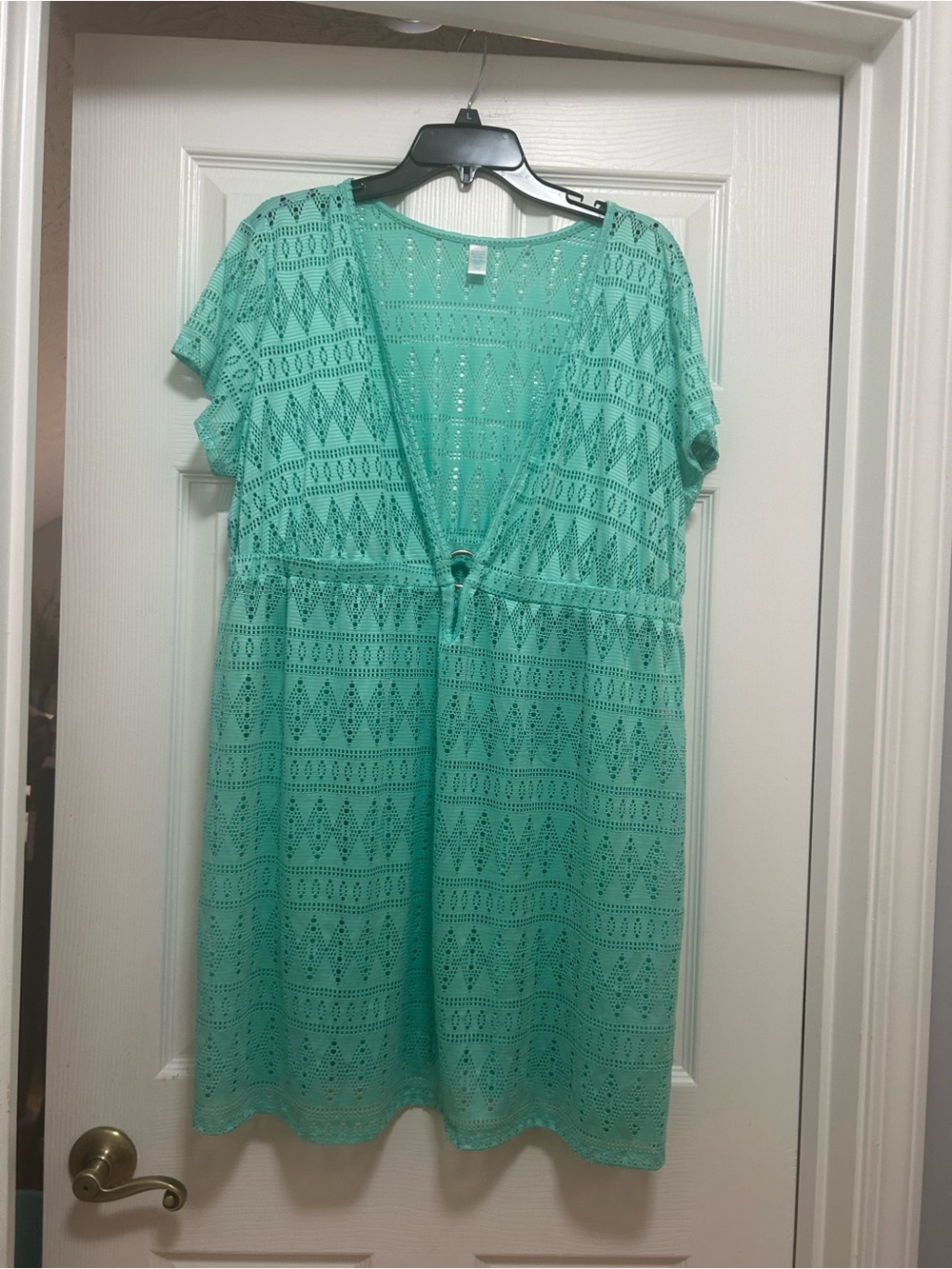 Tropical Escape Mint Crochet Swim Cover-Up Tunic